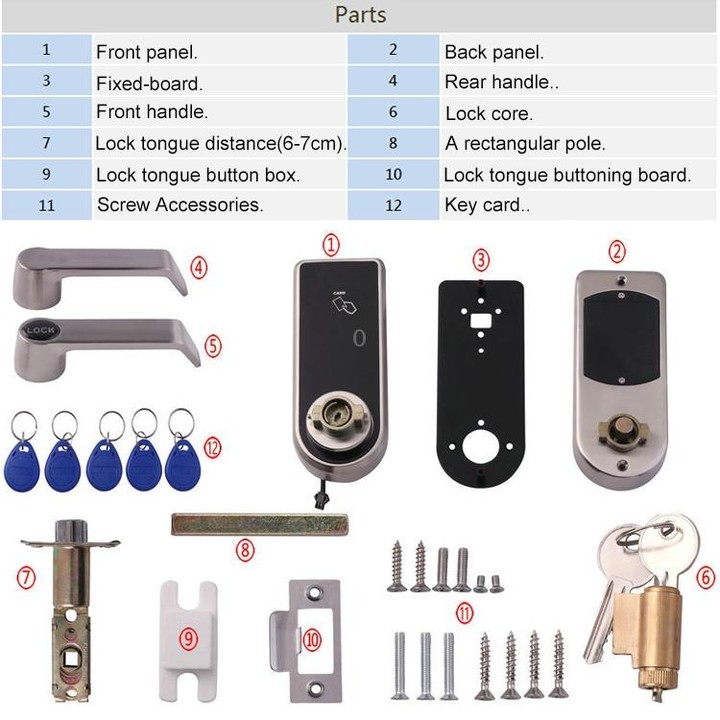 OS8818 Password + Key + Sensor Card Zinc Alloy Electronic Door Lock Touch Screen Electronic Code Lock
