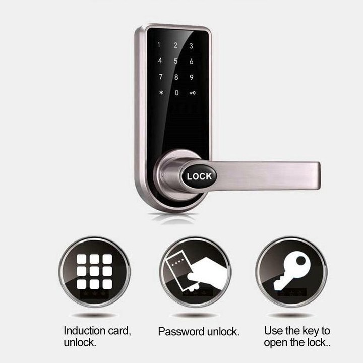 OS8818 Password + Key + Sensor Card Zinc Alloy Electronic Door Lock Touch Screen Electronic Code Lock