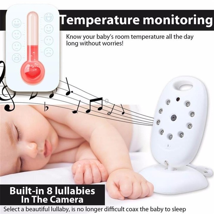 VB601 2.0 inch LCD Screen Hassle-Free Portable Baby Monitor, Support Two Way Talk Back, Night Vision(EU Plug)