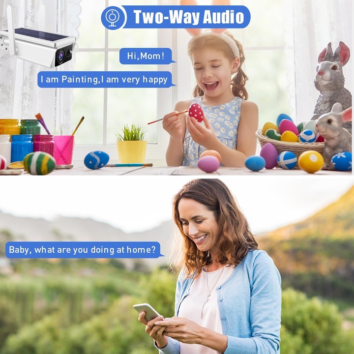 T13-2 1080P HD Solar Powered 2.4GHz WiFi Security Camera without Battery, Support Motion Detection, Night Vision, Two Way Audio,
