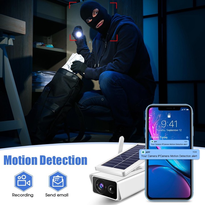 T13-2 1080P HD Solar Powered 2.4GHz WiFi Security Camera without Battery, Support Motion Detection, Night Vision, Two Way Audio,