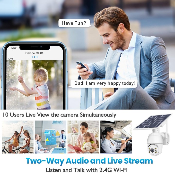 T16 1080P Full HD Solar Powered WiFi Camera, Support PIR Alarm, Night Vision, Two Way Audio, TF Card