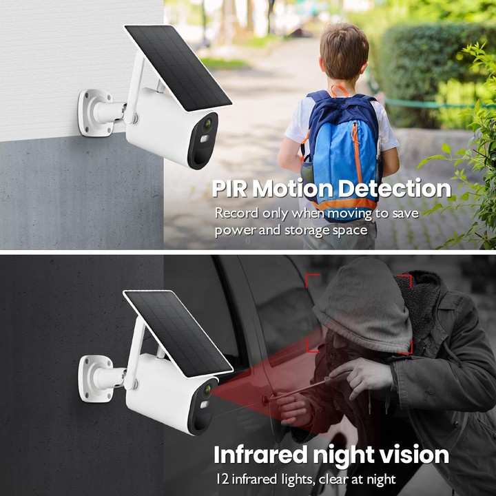 T20 1080P Full HD 4G (EU Version) Solar Powered Camera, Support PIR Human Body Infrared Sensor, Night Vision, Two Way Audio, TF