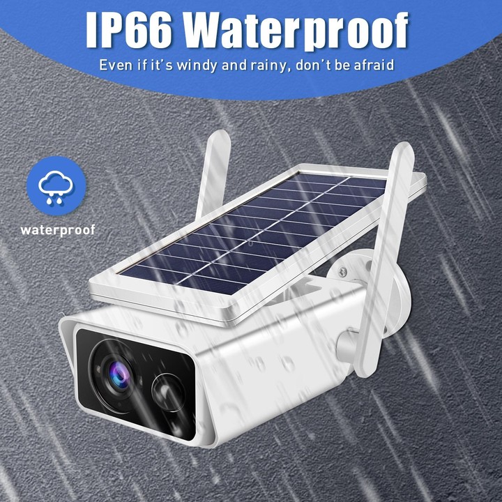 T13-2 1080P HD Solar Powered 2.4GHz WiFi Security Camera with Battery, Support Motion Detection, Night Vision, Two Way Audio, TF