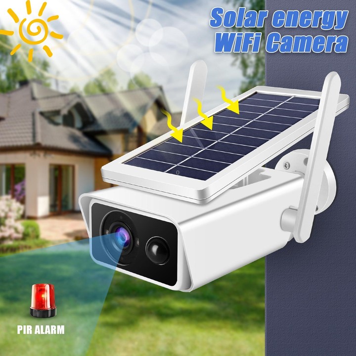 T13-2 1080P HD Solar Powered 2.4GHz WiFi Security Camera with Battery, Support Motion Detection, Night Vision, Two Way Audio, TF