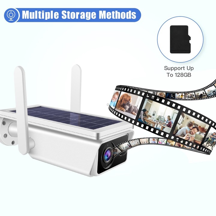 T13-2 1080P HD Solar Powered 2.4GHz WiFi Security Camera with Battery, Support Motion Detection, Night Vision, Two Way Audio, TF