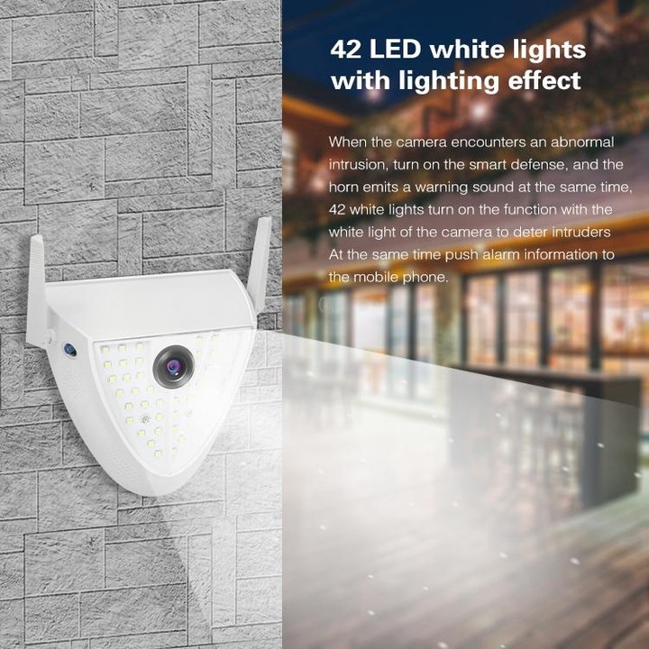DP16 2.0 Megapixel 42 LEDs Garden Light Smart Camera, Support Motion Detection / Night Vision / Voice Intercom / TF Card, UK Plu