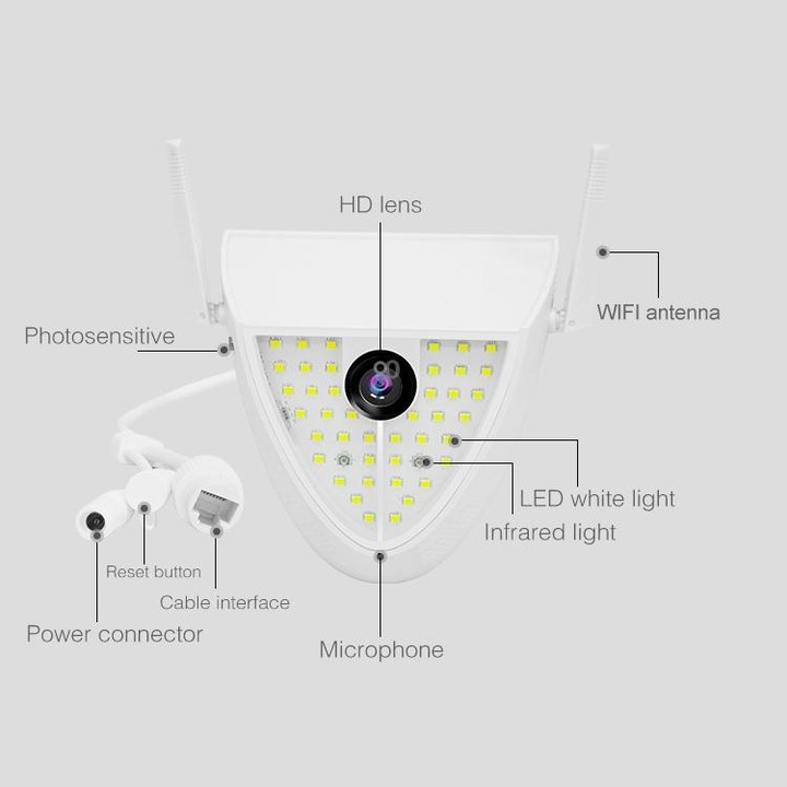 DP16 2.0 Megapixel 42 LEDs Garden Light Smart Camera, Support Motion Detection / Night Vision / Voice Intercom / TF Card, US Plu