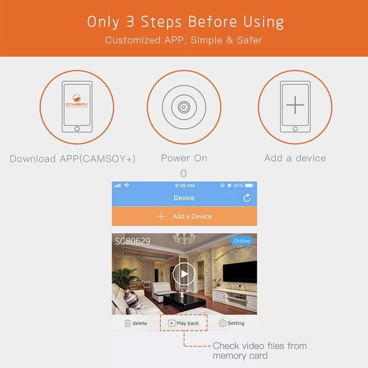 CAMSOY C2 Intelligent Bluetooth Monitor HD Night Vision WIFI Remote Monitor Camera