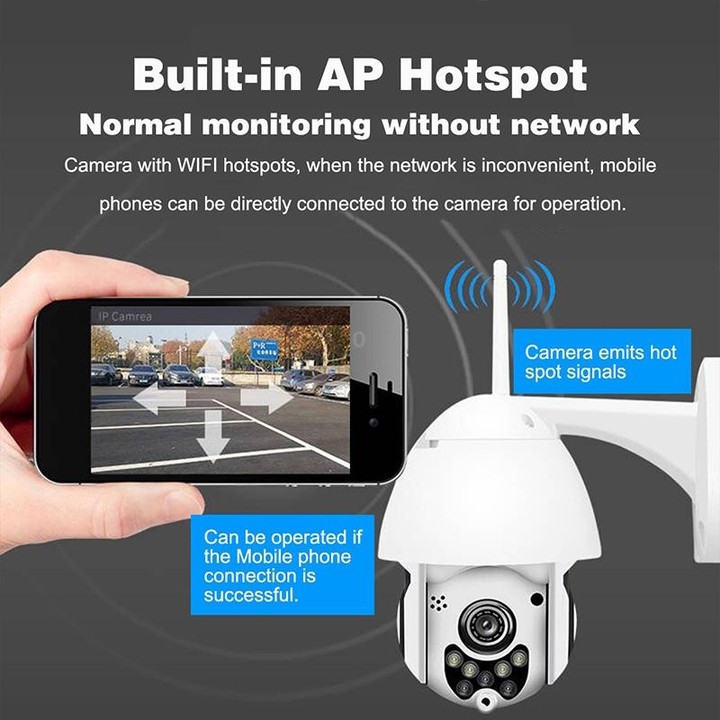 Wireless Surveillance Camera HD PTZ Home Security Outdoor IP66 Waterproof Network Dome Camera, Support Night Vision & Motion Det