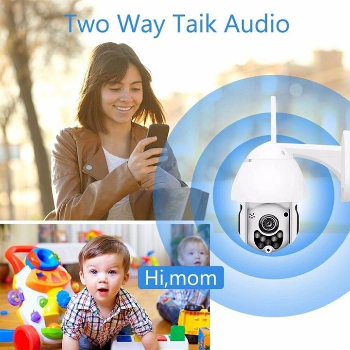 Wireless Surveillance Camera HD PTZ Home Security Outdoor IP66 Waterproof Network Dome Camera, Support Night Vision & Motion Det