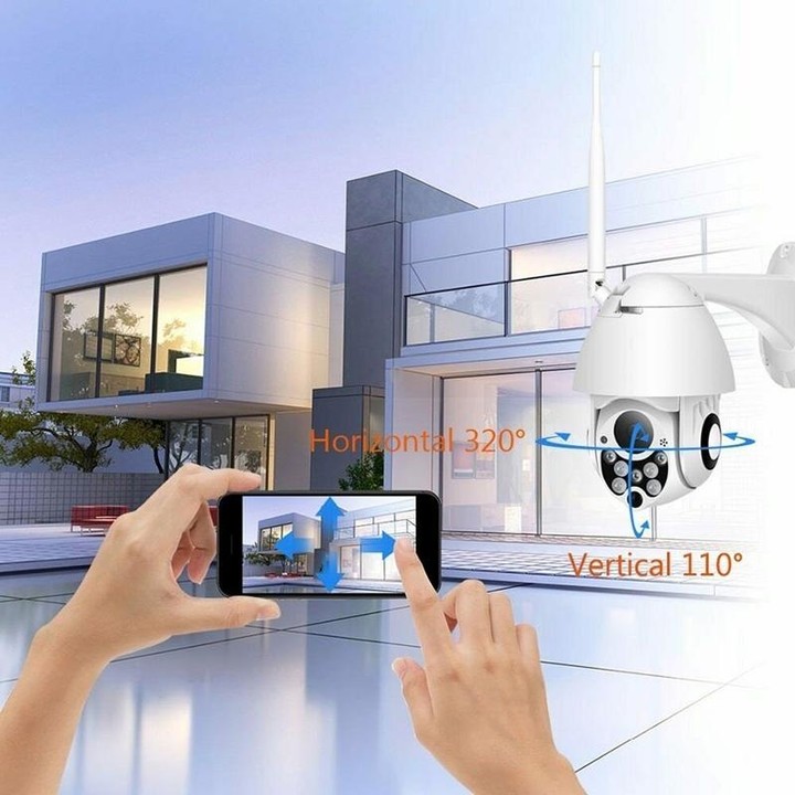 Wireless Surveillance Camera HD PTZ Home Security Outdoor IP66 Waterproof Network Dome Camera, Support Night Vision & Motion Det