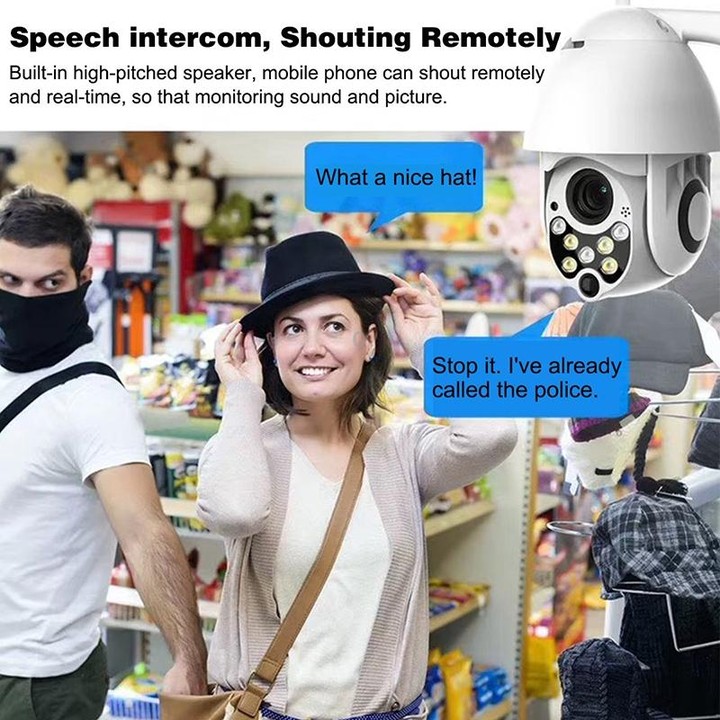 Wireless Surveillance Camera HD PTZ Home Security Outdoor IP66 Waterproof Network Dome Camera, Support Night Vision & Motion Det