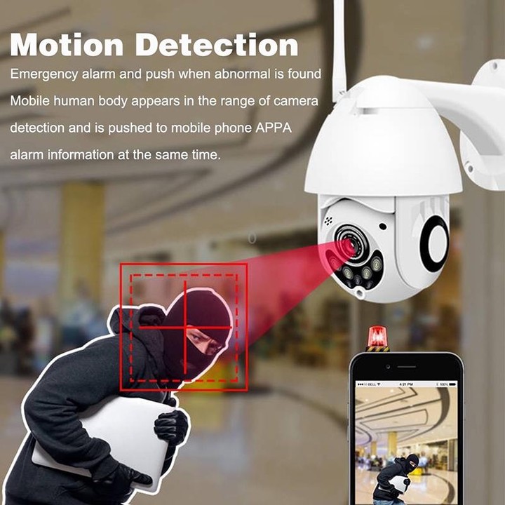 Wireless Surveillance Camera HD PTZ Home Security Outdoor IP66 Waterproof Network Dome Camera, Support Night Vision & Motion Det