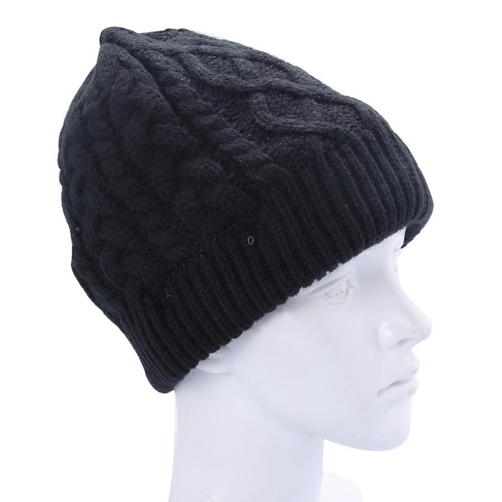 Wavy Textured Knitted Bluetooth Headset Warm Winter Beanie Hat with Mic for Boy & Girl & Adults(Black)