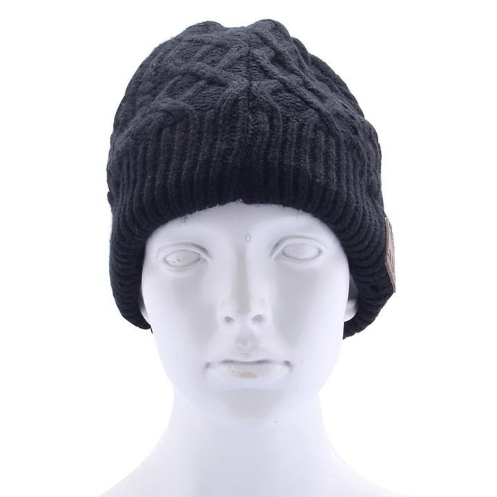 Wavy Textured Knitted Bluetooth Headset Warm Winter Beanie Hat with Mic for Boy & Girl & Adults(Black)