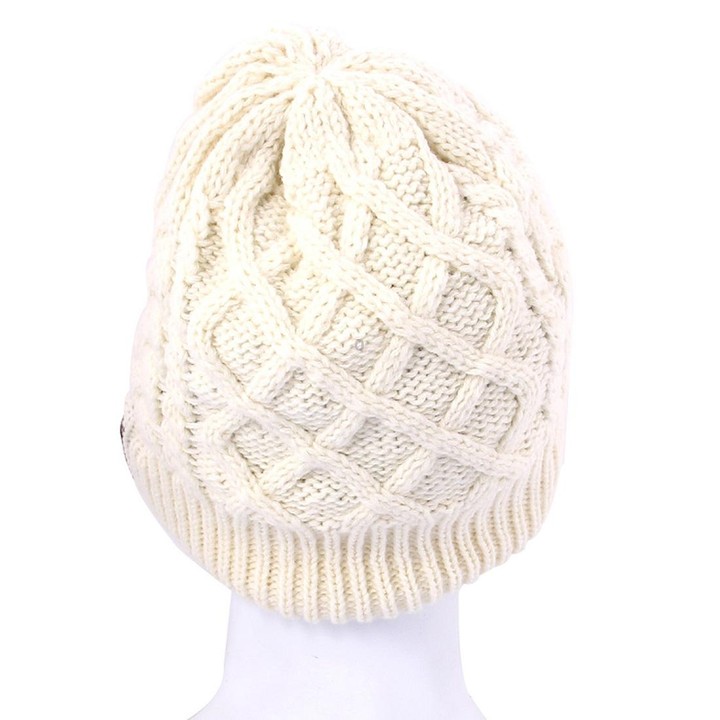 Wavy Textured Knitted Bluetooth Headset Warm Winter Beanie Hat with Mic for Boy & Girl & Adults(White)
