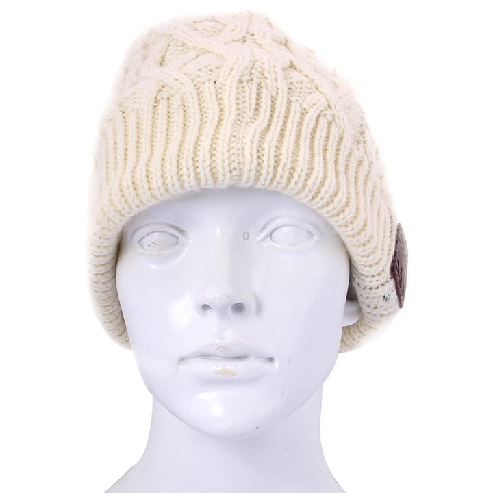 Wavy Textured Knitted Bluetooth Headset Warm Winter Beanie Hat with Mic for Boy & Girl & Adults(White)
