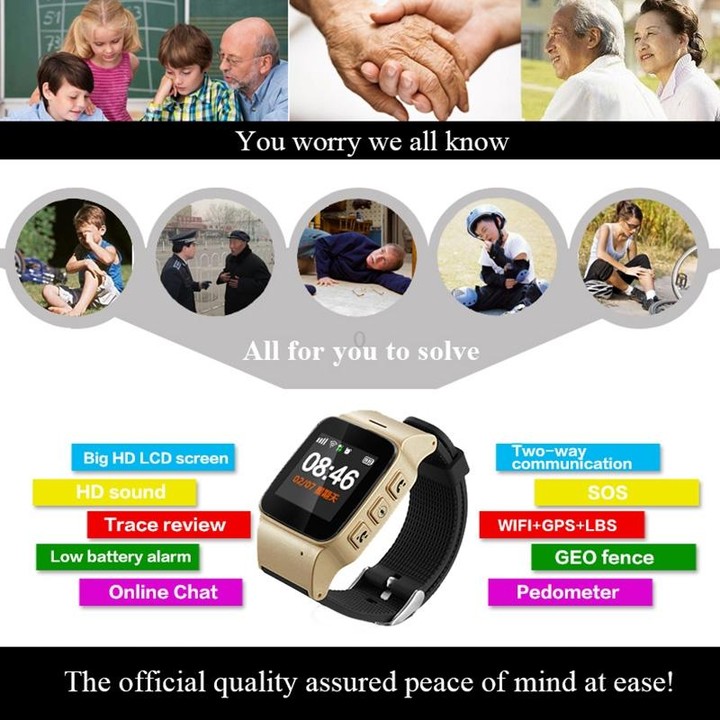 D99+ 1.22 inch HD LCD Screen GPS Smartwatch for the Elder Waterproof, Support GPS + LBS + WiFi Positioning / Two-way Dialing / V