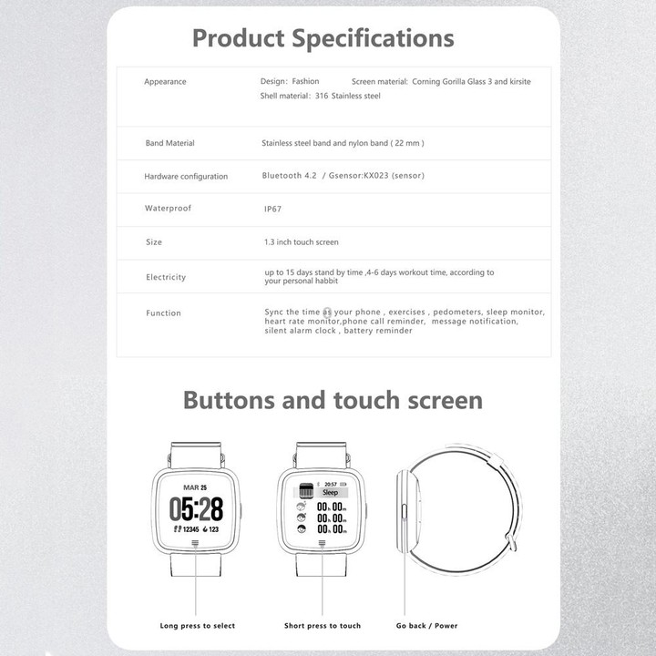 DTNO.1 G12 1.3 inches OLED Color Screen Smart Bracelet IP67 Waterproof, Nylon Watchband, Support Call Reminder /Heart Rate Monit