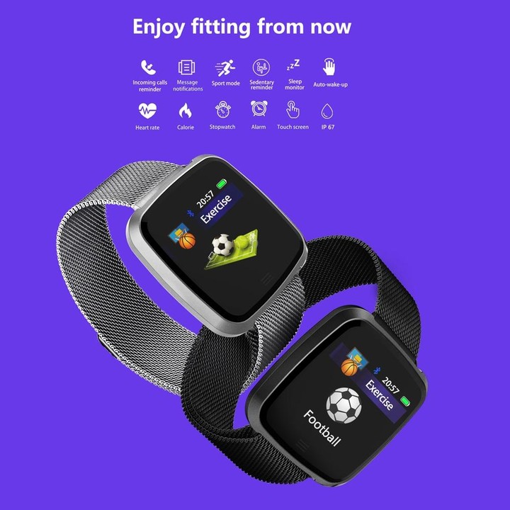 DTNO.1 G12 1.3 inches OLED Color Screen Smart Bracelet IP67 Waterproof, Steel Watchband, Support Call Reminder /Heart Rate Monit