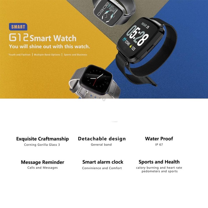DTNO.1 G12 1.3 inches OLED Color Screen Smart Bracelet IP67 Waterproof, Steel Watchband, Support Call Reminder /Heart Rate Monit