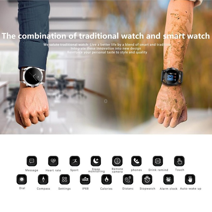 DTNO.1 S10 1.3 inches TFT Color Screen Smart Bracelet IP68 Waterproof, Steel Watchband, Support Call Reminder /Heart Rate Monito