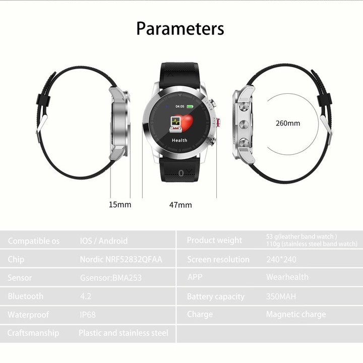 DTNO.1 S10 1.3 inches TFT Color Screen Smart Bracelet IP68 Waterproof, Steel Watchband, Support Call Reminder /Heart Rate Monito