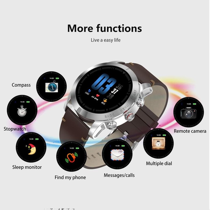 DTNO.1 S10 1.3 inches TFT Color Screen Smart Bracelet IP68 Waterproof, Leather Watchband, Support Call Reminder /Heart Rate Moni