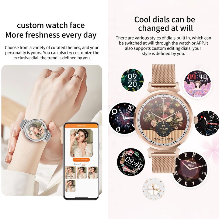 KC06 Women Menstrual Period Smart Watch Bracelet, Blood Pressure / Heart Rate Monitoring, Silicone Strap(Gold)
