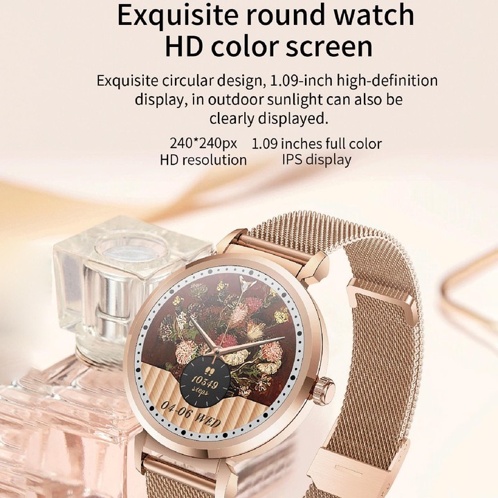 KC06 Women Menstrual Period Smart Watch Bracelet, Blood Pressure / Heart Rate Monitoring, Silicone Strap(Gold)