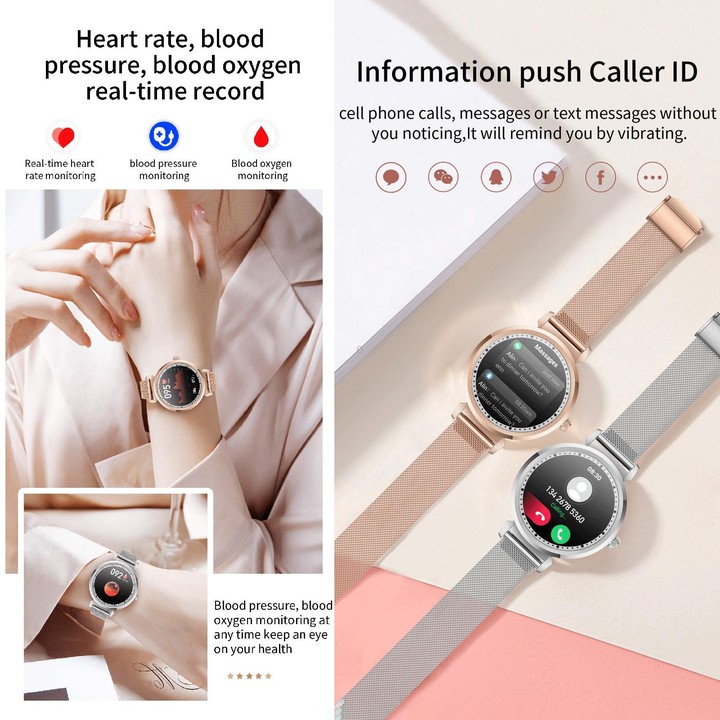 KC06 Women Menstrual Period Smart Watch Bracelet, Blood Pressure / Heart Rate Monitoring, Silicone Strap(Gold)