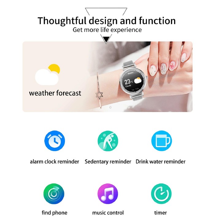 KC06 Women Menstrual Period Smart Watch Bracelet, Blood Pressure / Heart Rate Monitoring, Silicone Strap(Gold)
