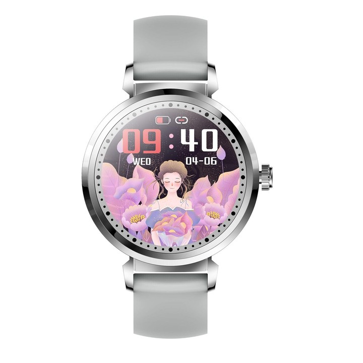 KC06 Women Menstrual Period Smart Watch Bracelet, Blood Pressure / Heart Rate Monitoring, Silicone Strap(Silver)
