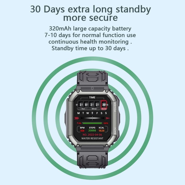 KR06 Waterproof Pedometer Sport Smart Watch, Support Heart Rate / Blood Pressure Monitoring / BT Calling(Black)