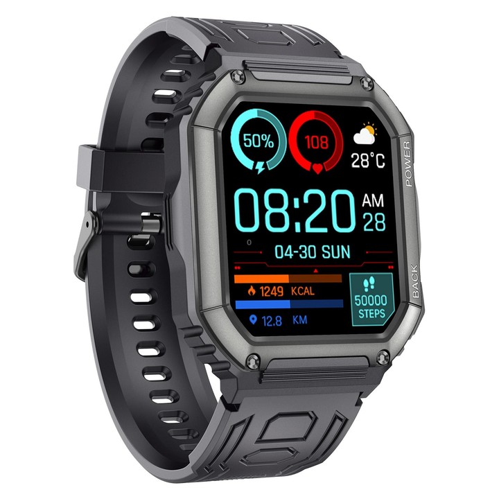 KR06 Waterproof Pedometer Sport Smart Watch, Support Heart Rate / Blood Pressure Monitoring / BT Calling(Black)