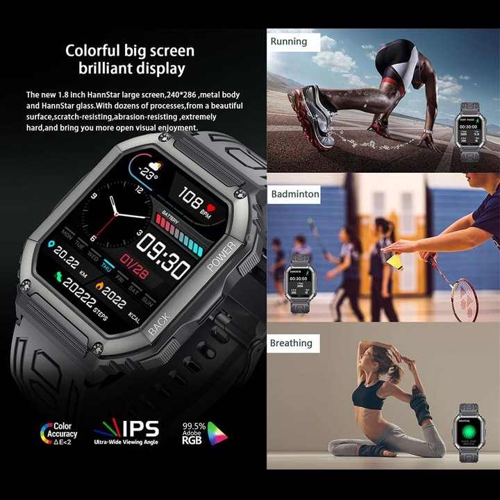 KR06 Waterproof Pedometer Sport Smart Watch, Support Heart Rate / Blood Pressure Monitoring / BT Calling(Green)