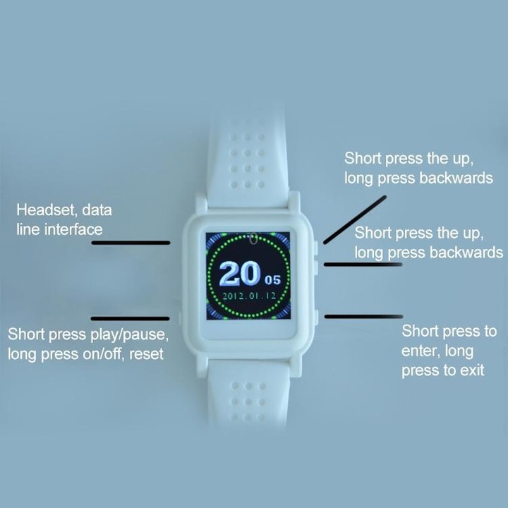 Q998 16GB MP4 E-book Privacy Reading Smart Watch, Support Time Display / Music & Video Playing / Picture Browsing / Stopwatch(Wh