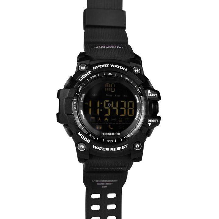 EX16 1.12 Inch FSTN LCD Full Angle Screen Display Sport Smart Watch, IP67 Waterproof, Support Pedometer / Stopwatch / Alarm / No