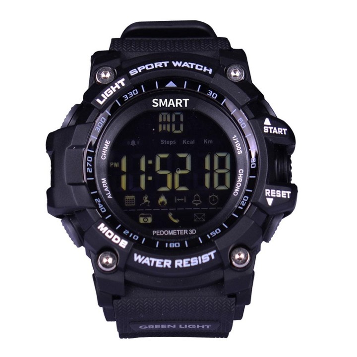 EX16 1.12 Inch FSTN LCD Full Angle Screen Display Sport Smart Watch, IP67 Waterproof, Support Pedometer / Stopwatch / Alarm / No