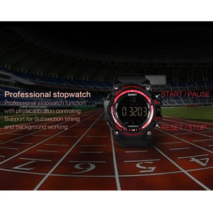 EX16 1.12 Inch FSTN LCD Full Angle Screen Display Sport Smart Watch, IP67 Waterproof, Support Pedometer / Stopwatch / Alarm / No
