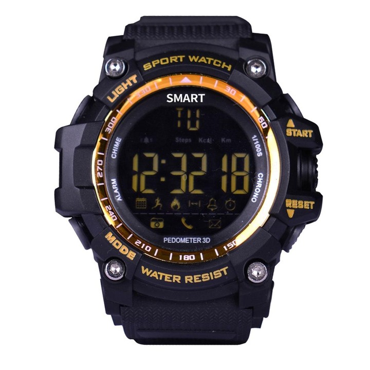 EX16 1.12 Inch FSTN LCD Full Angle Screen Display Sport Smart Watch, IP67 Waterproof, Support Pedometer / Stopwatch / Alarm / No