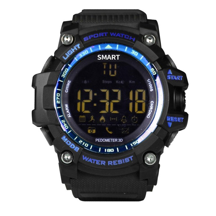 EX16 1.12 Inch FSTN LCD Full Angle Screen Display Sport Smart Watch, IP67 Waterproof, Support Pedometer / Stopwatch / Alarm / No