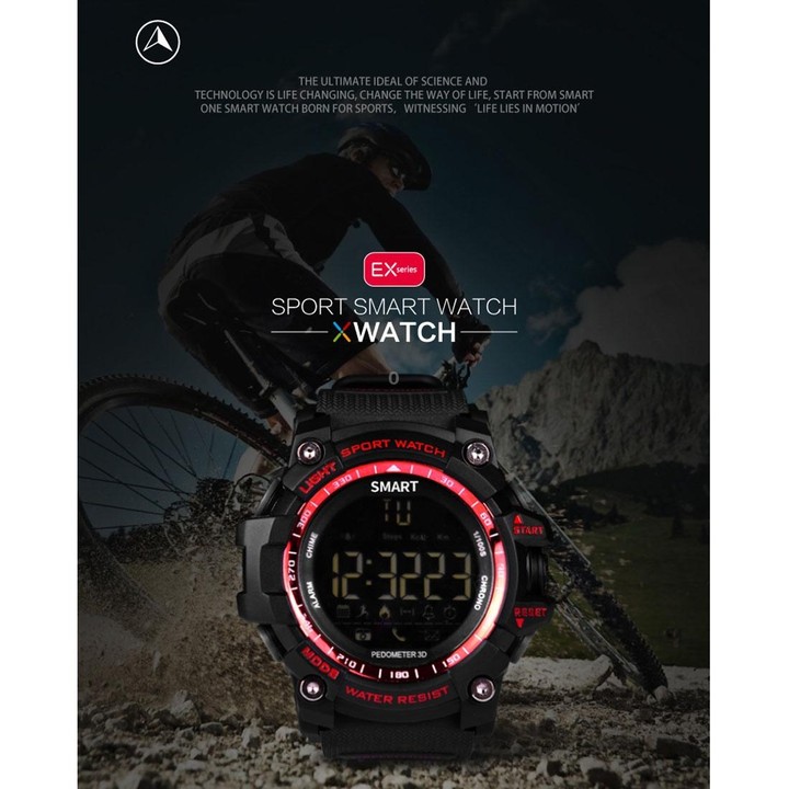 EX16 1.12 Inch FSTN LCD Full Angle Screen Display Sport Smart Watch, IP67 Waterproof, Support Pedometer / Stopwatch / Alarm / No