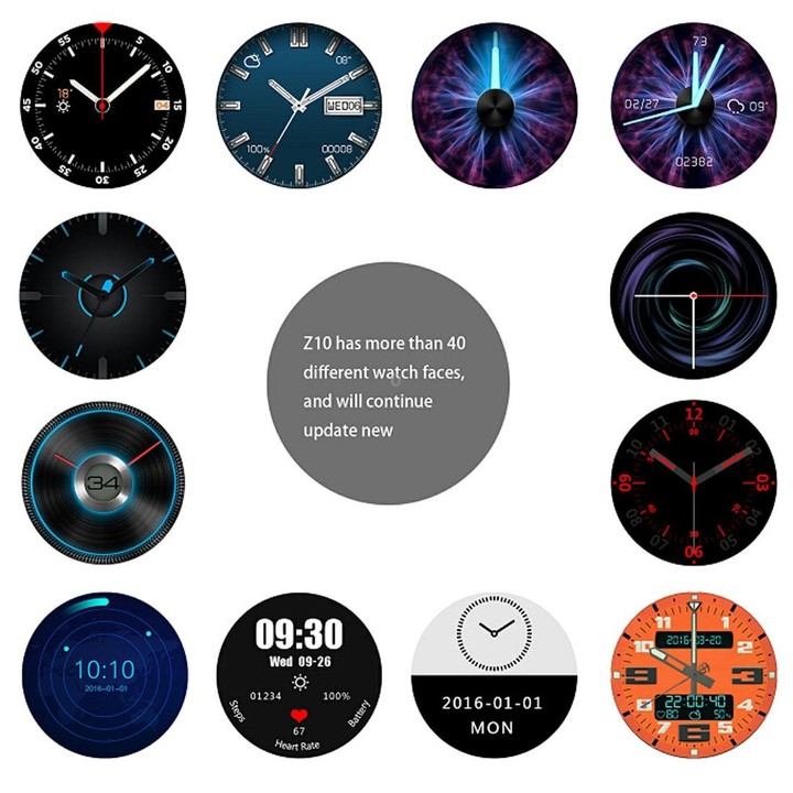 Z10 400*400 Pixel AMOLED 1.39 Inch Round Touch Screen Display Smart Watch, IP54 Waterproof, Support Pedometer / Heart Rate Monit
