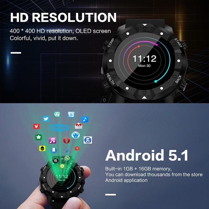 S3 1.39 inch OLED Screen Display Bluetooth Smart Watch, IP67 Waterproof, Support Compass / Heart Rate Monitor / SIM Card / GPS N