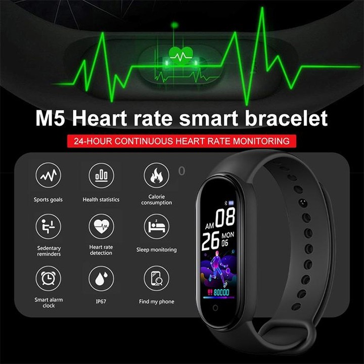 M5 0.96 inch TFT Color Screen Smart Bracelet,IP67 Waterproof, Support Call Reminder /Heart Rate Monitoring/Sleep Monitoring/Sede