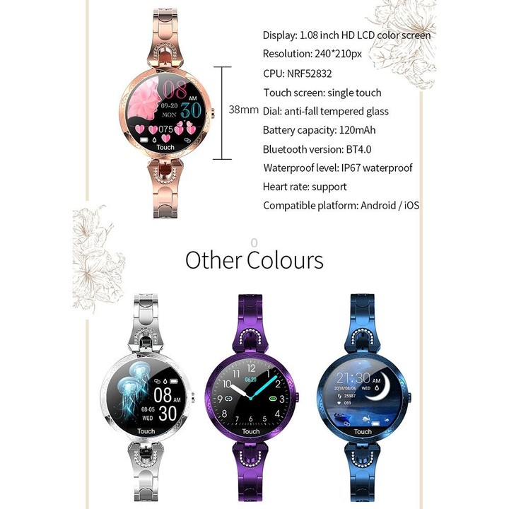AK15 Fashion Smart Female Bracelet, 1.08 inch Color LCD Screen, IP67 Waterproof, Support Heart Rate Monitoring / Sleep Monitorin