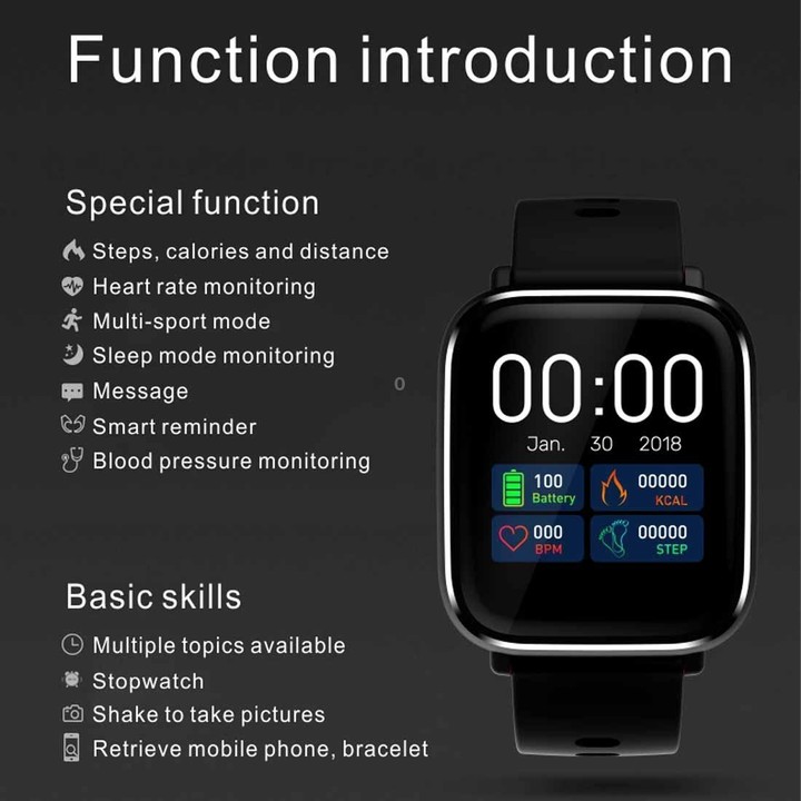 Q58S 1.3 inch TFT Touch Screen IP67 Waterproof Smartwatch, Support Call Reminder/ Heart Rate Monitoring /Blood Pressure Monitori