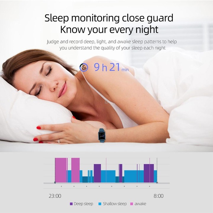 P8 1.3 inch IPS Color Screen Smart Watch, Support Heart Rate Monitoring / Blood Pressure Monitoring / Sleep Monitoring / Blood O